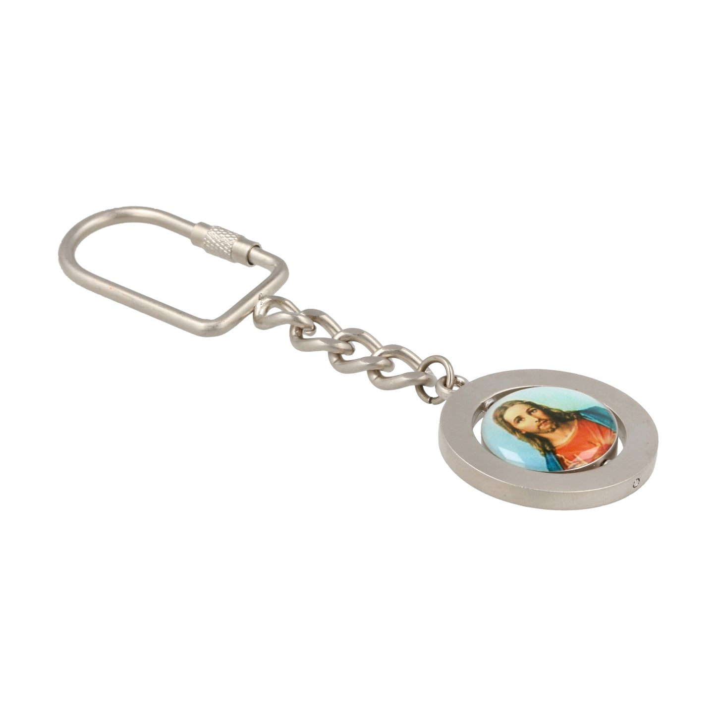 Keychain Holy Family Sacred Heart of Jesus Rotating. Souvenirs from Italy