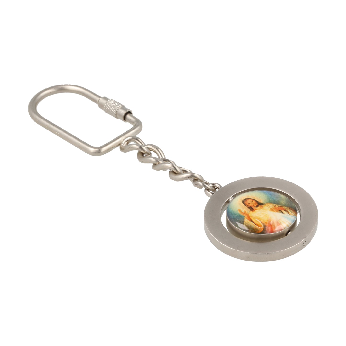 Keychain Merciful Jesus Virgin Lourdes Rotating. Souvenirs from Italy