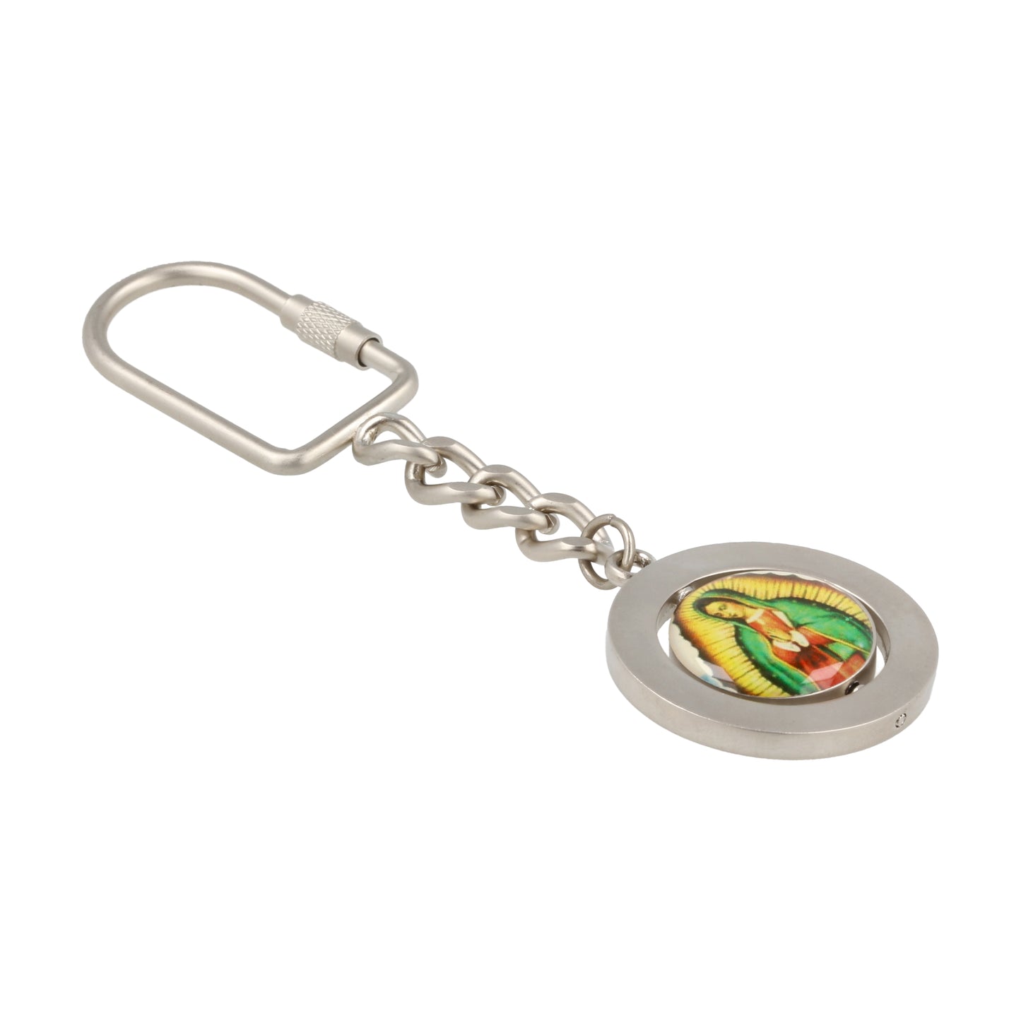 Keychain Virgin Guadalupe San Cristobal Rotating. Souvenirs from Italy
