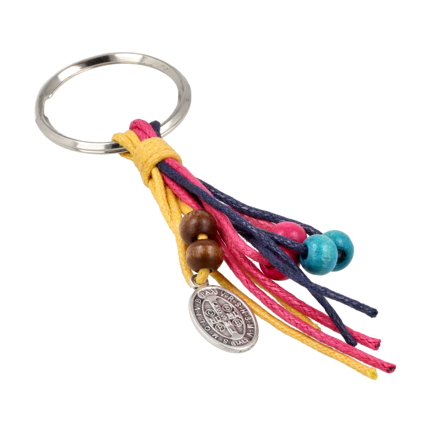 Keychain Saint Benedict Rope Silver Metal Color. Souvenirs from Italy