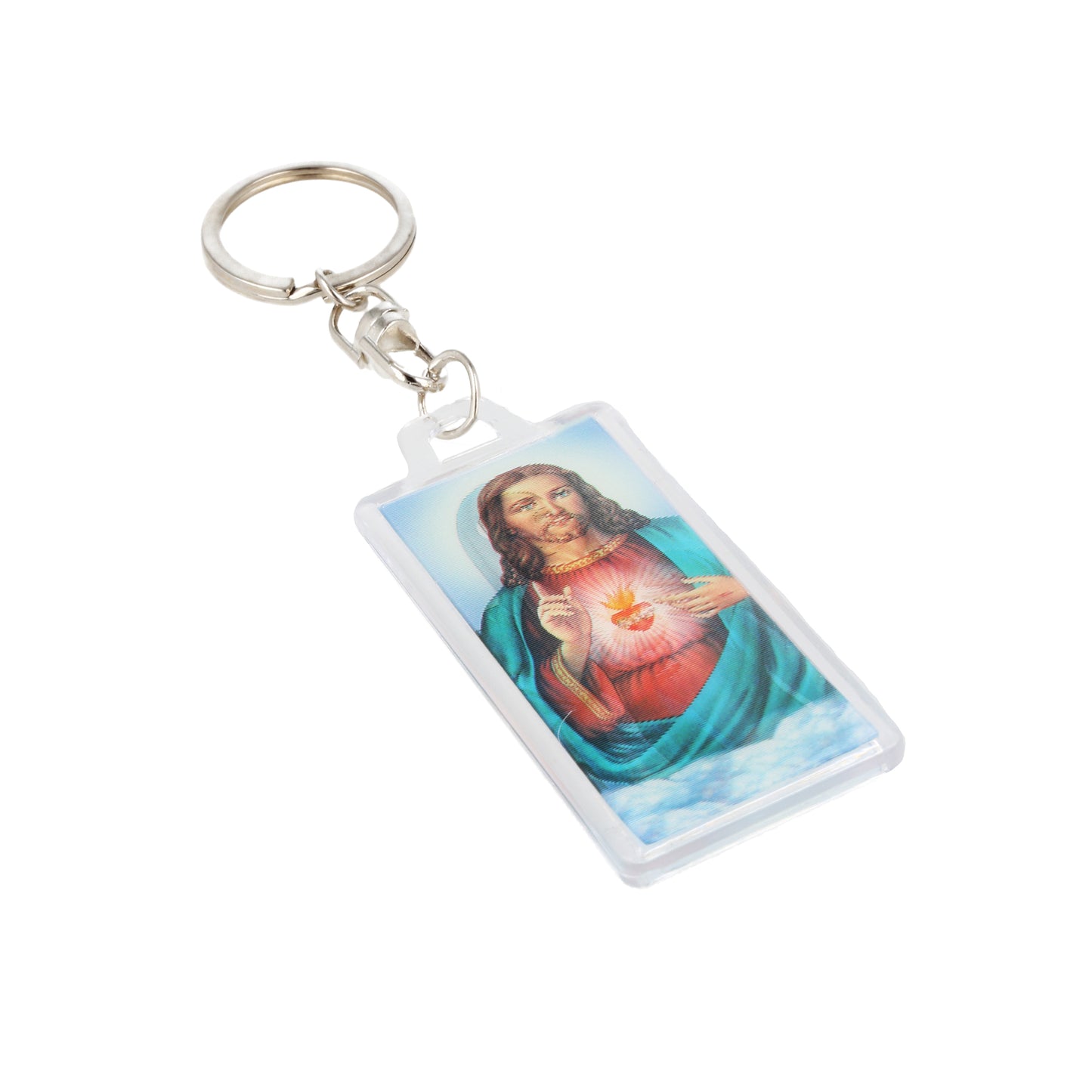 Keychain Two-Dimensional Sacred Heart of Jesus Heart of Mary. Souvenirs from Italy