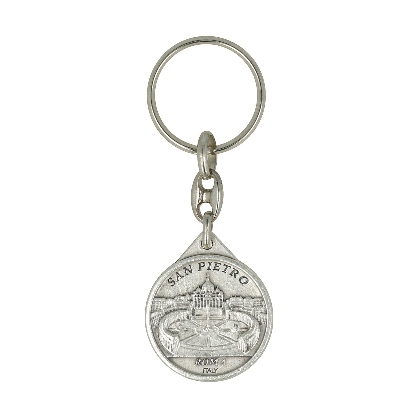 Keychain John XXIII Piazza Silver Plated. Souvenirs from Italy
