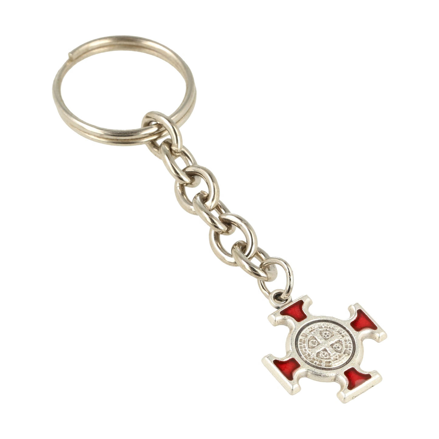 Keychain Red Resin Saint Benedict Cross. Souvenirs from Italy