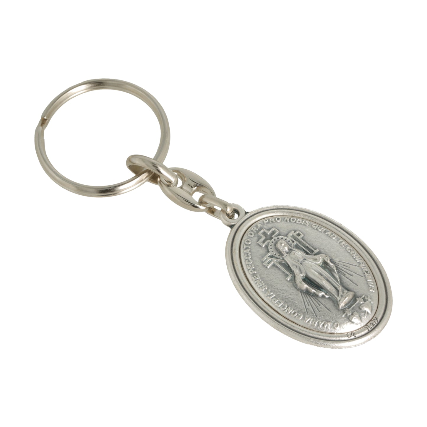 Keychain Miraculous Virgin Saint Christopher Medal. Souvenirs from Italy