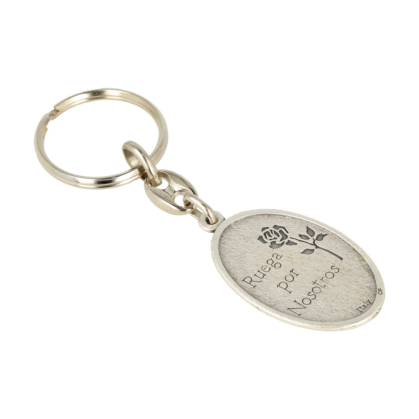 Keychain Virgin Lourdes Grotto Pray For Usl Oval Grd. Souvenirs from Italy