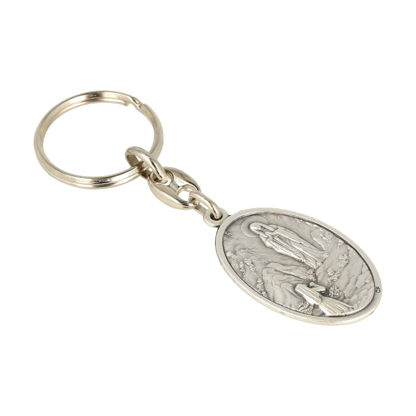 Keychain Virgin Lourdes Grotto Pray For Usl Oval Grd. Souvenirs from Italy