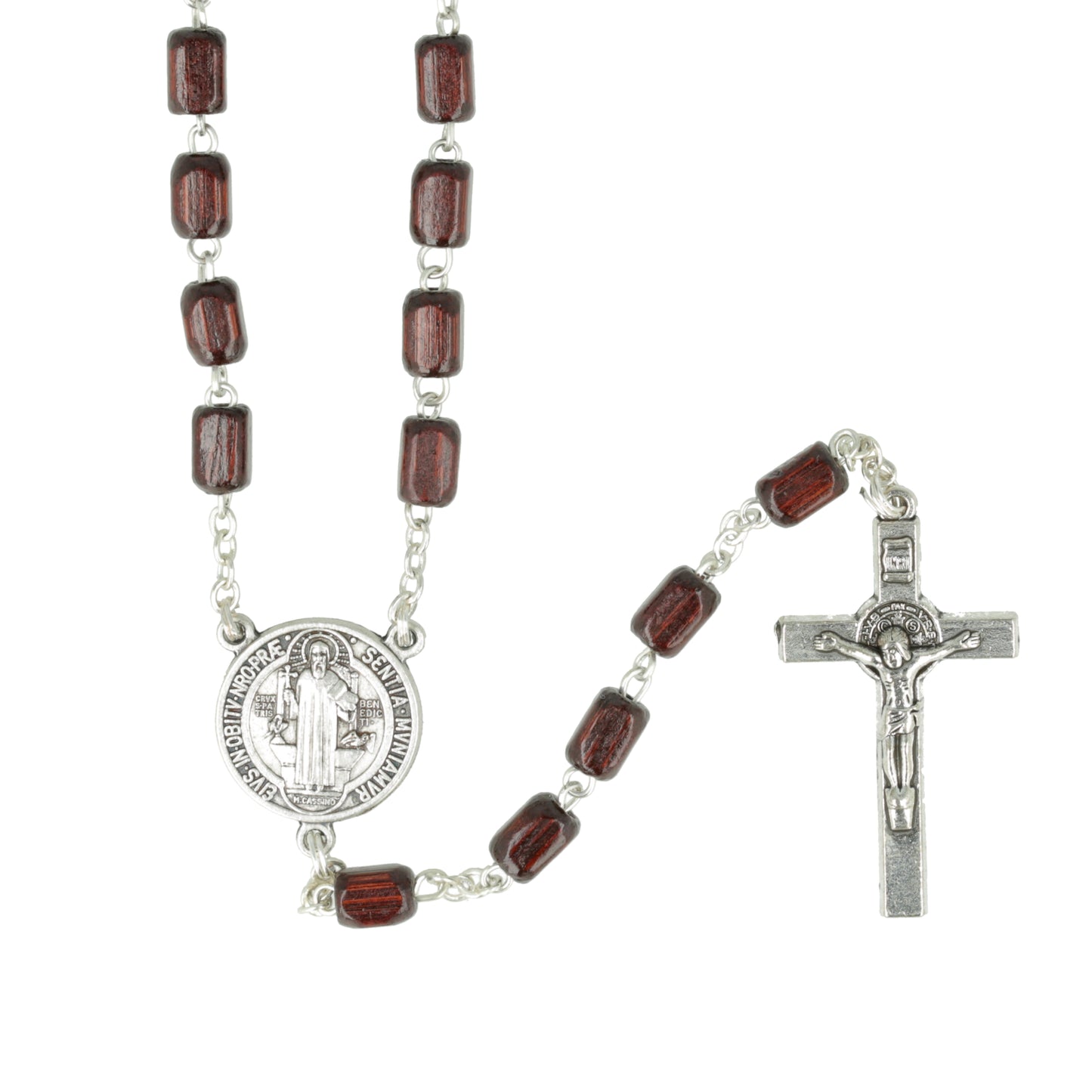 Saint Benedict Wooden Rosary with Paters and Benedict Cross Souvenirs from Italy