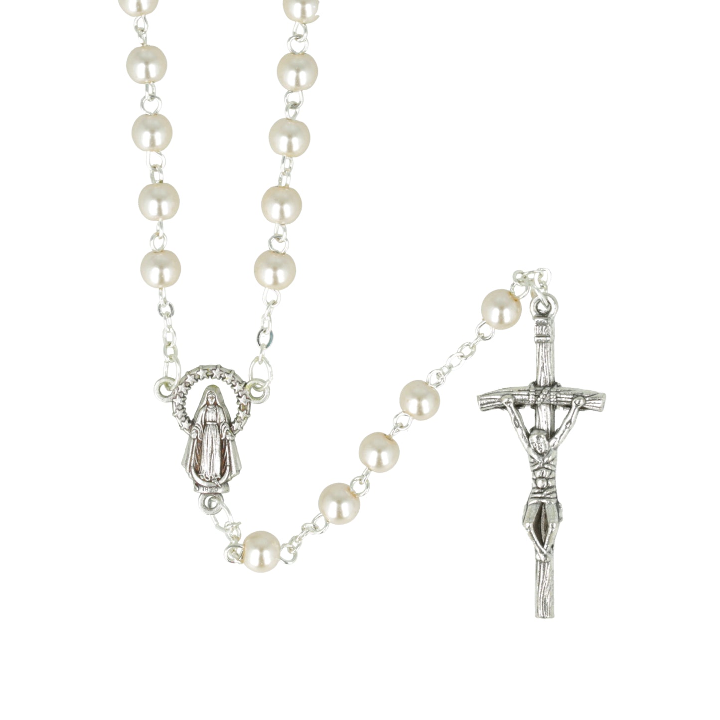 Rosary Simil Pearl Miraculous Virgin Center. Souvenirs from Italy