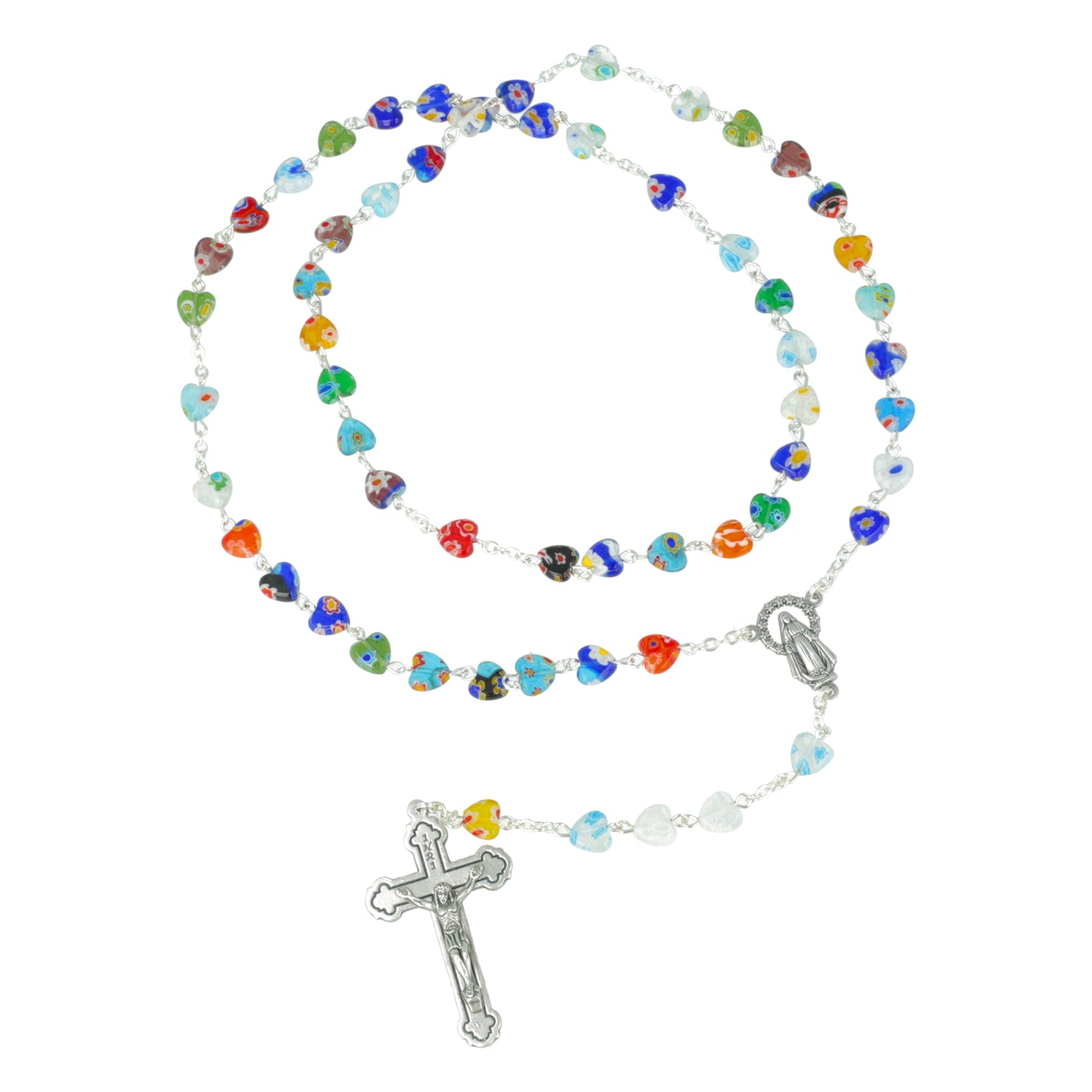 Italian Murrina Murano Glass Heart Rosary Souvenirs from Italy