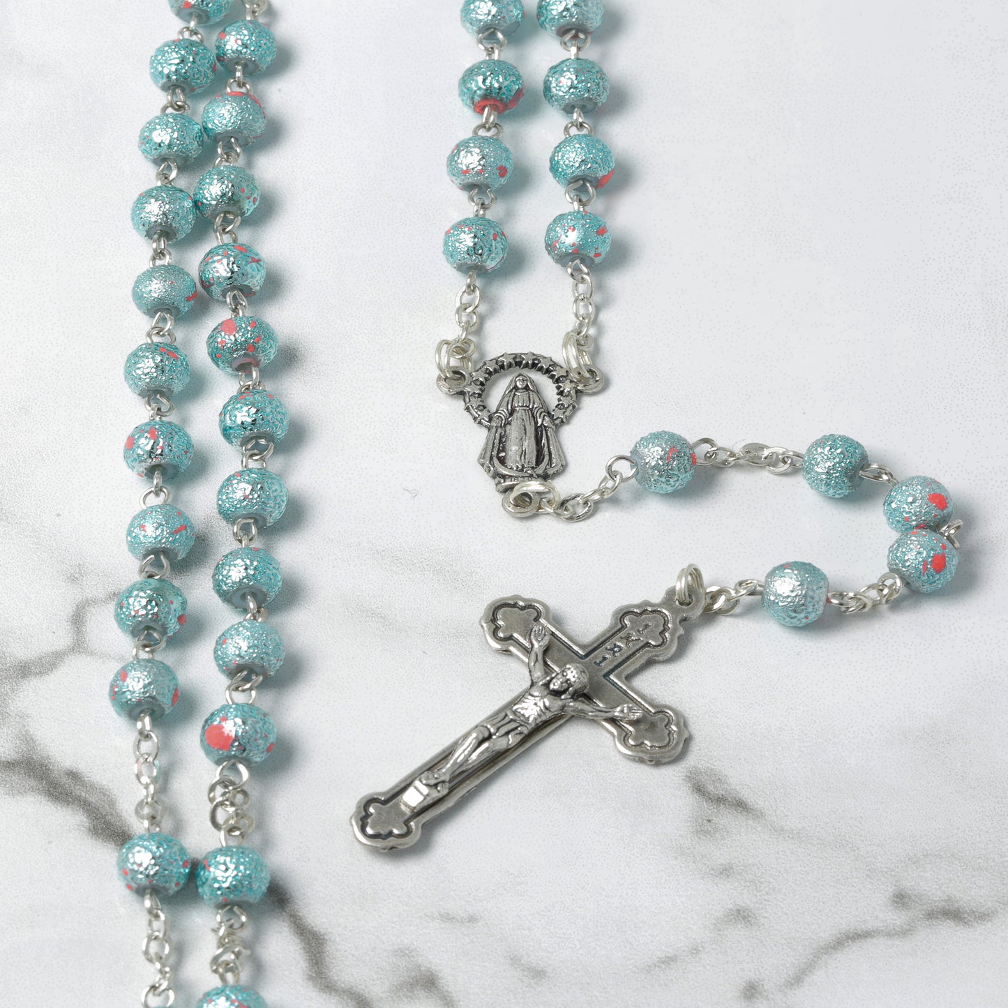 Light Blue Plastic Rosary Souvenirs from Italy