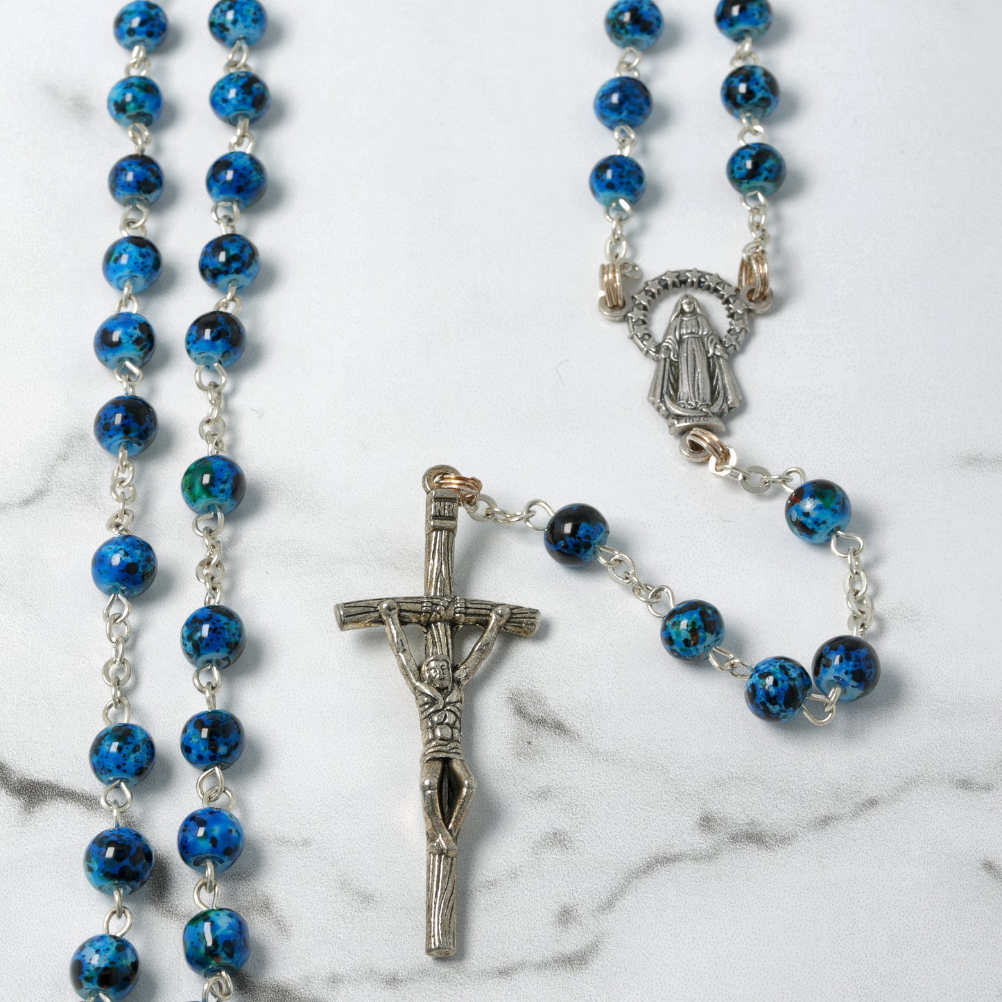 Blue Ceramic Rosary 6mm Souvenirs from Italy