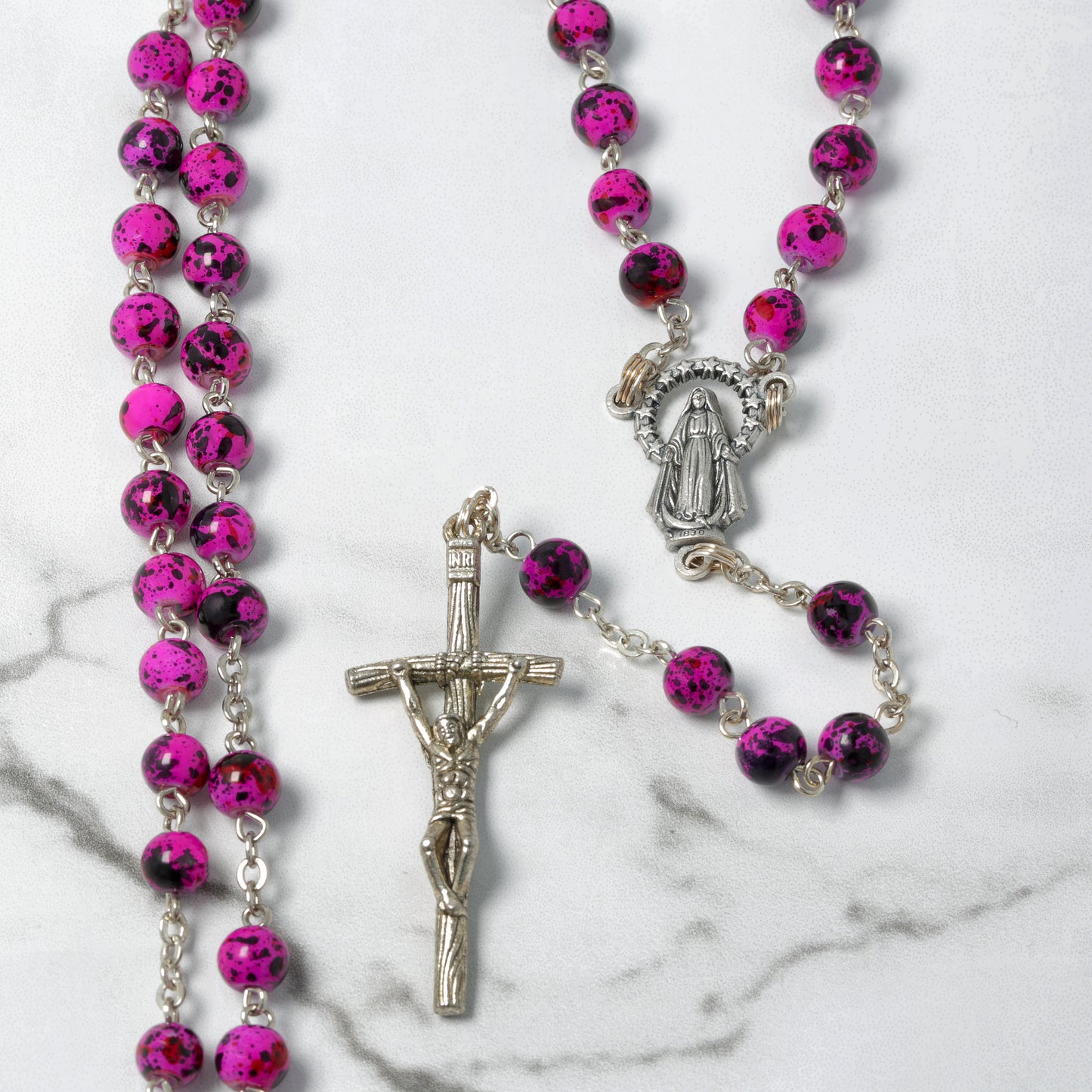 Pink Ceramic Rosary 6mm Souvenirs from Italy