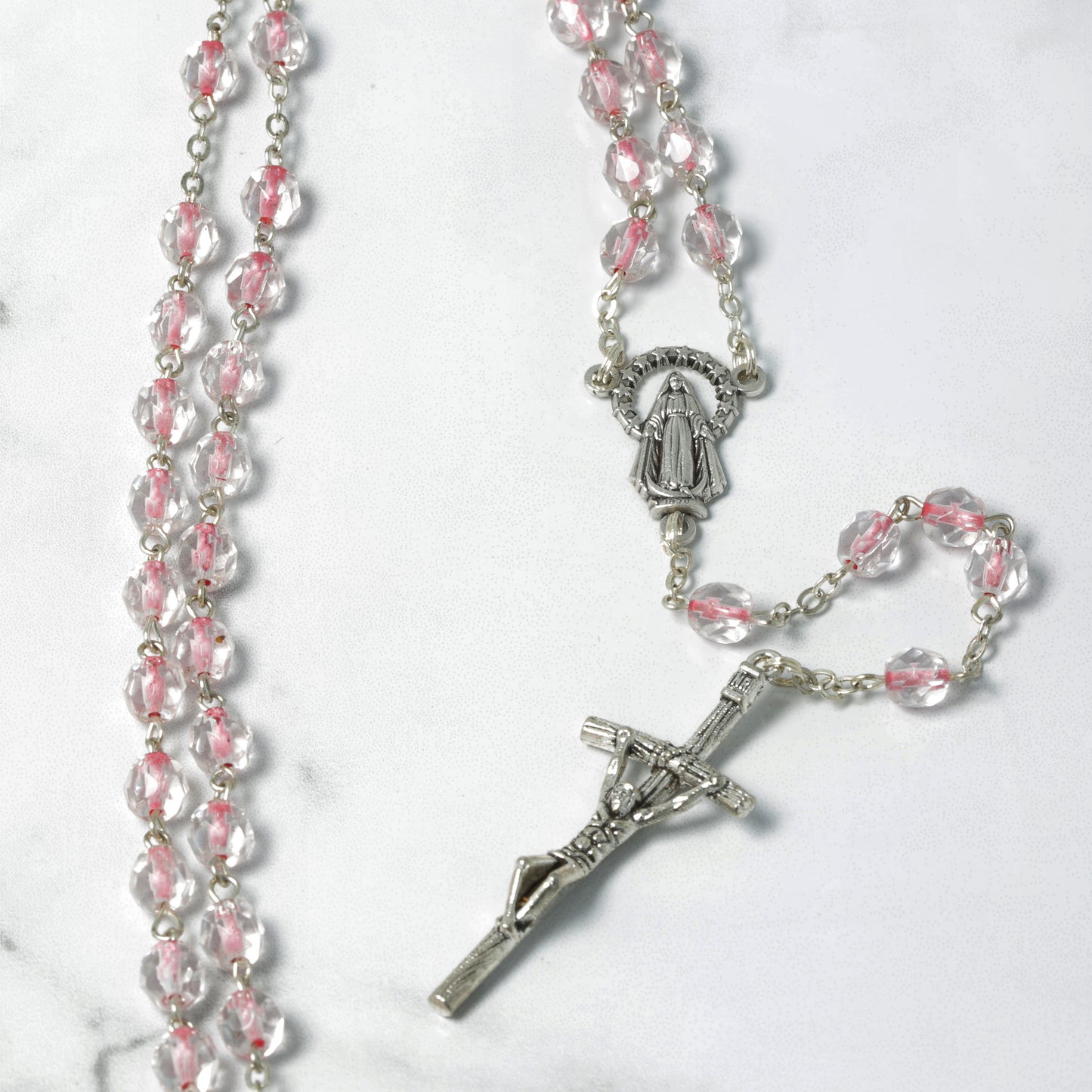 Pink Soul Crystal Rosary with Box Souvenirs from Italy
