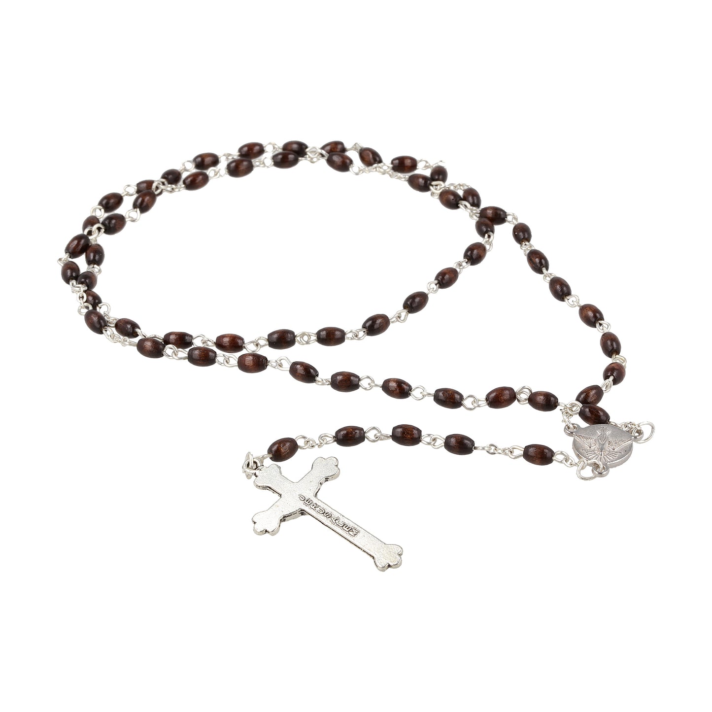 Oval Walnut Wood Rosary Unborn with Box Souvenirs from Italy
