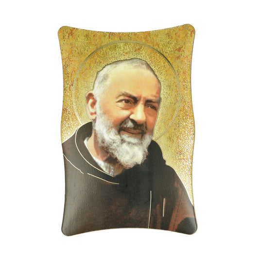 Religion Padre Pio Framed Simil Wood Resin Souvenir
