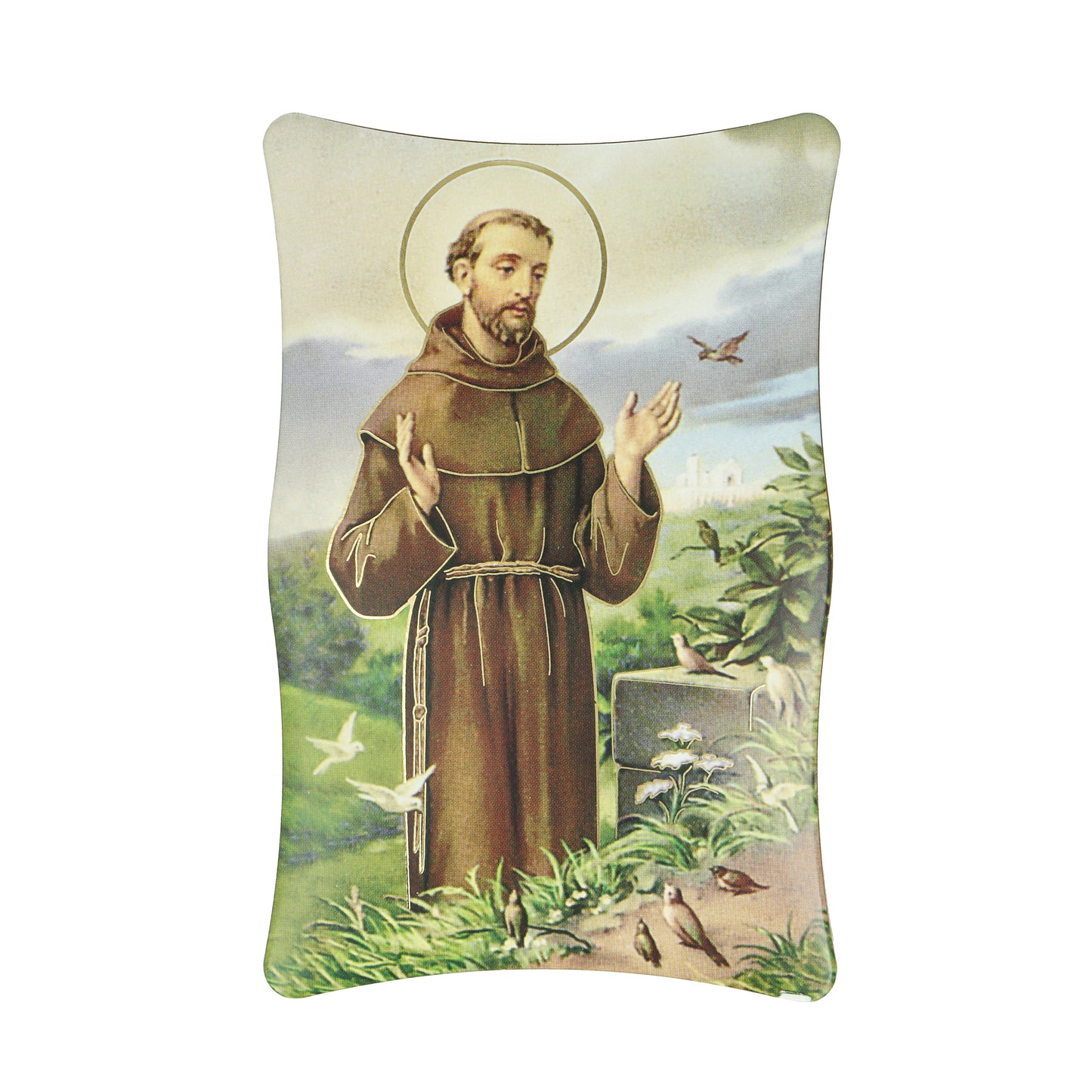 Religion Saint Francis of Assisi Framed Simil Wood Resin Souvenir