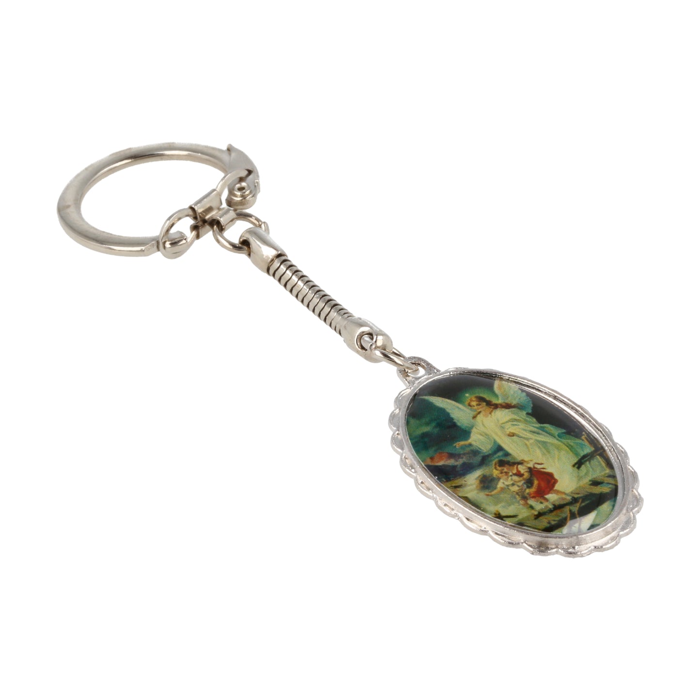 Keychain Guardian Angel Oval Color. Souvenirs from Italy