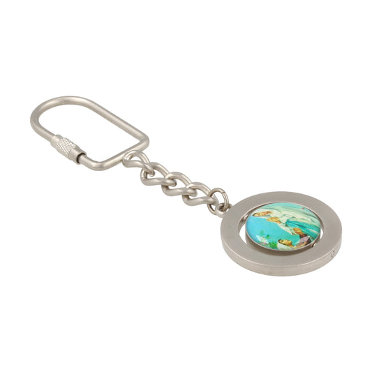 Keychain Sacred Heart of Jesus Virgin Lourdes Rotating. Souvenirs from Italy