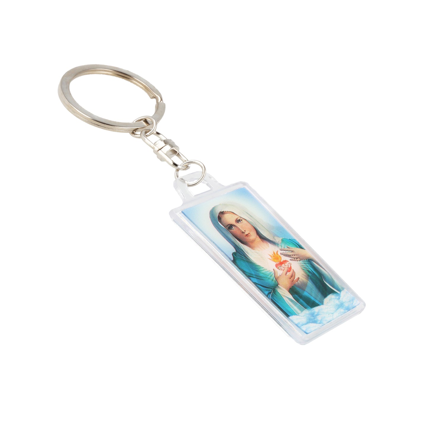 Keychain Two-Dimensional Sacred Heart of Jesus Heart of Mary. Souvenirs from Italy