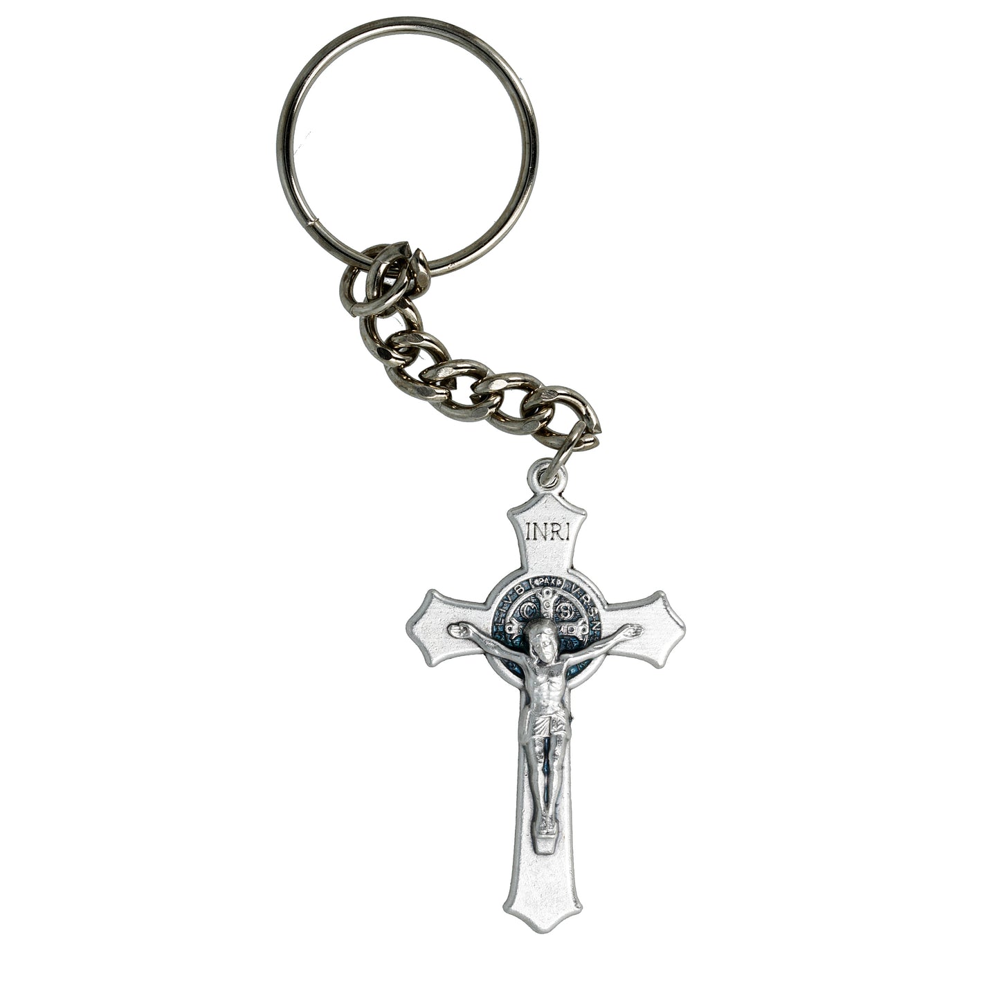 Keychain Silver Saint Benedict Cross Sagomata. Souvenirs from Italy
