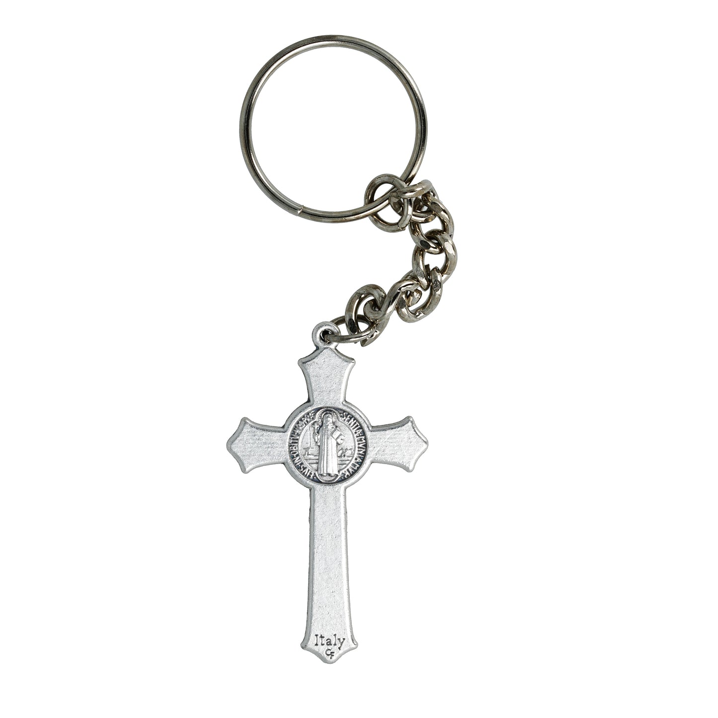 Keychain Silver Saint Benedict Cross Sagomata. Souvenirs from Italy