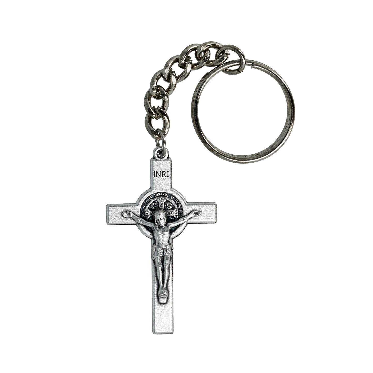 Keychain Silver Saint Benedict Cross. Souvenirs from Italy