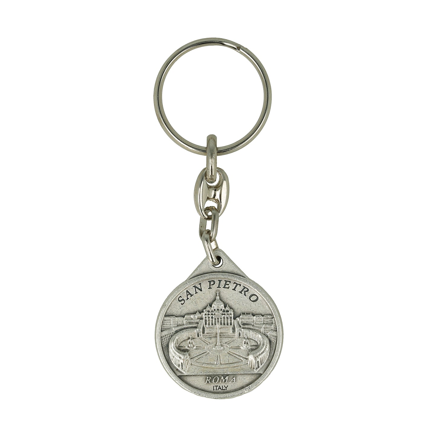 Keychain Pope Francis Round Silver Plated. Souvenirs from Italy