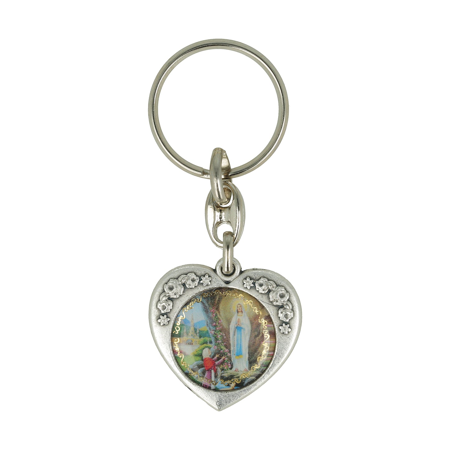 Keychain Heart V. of Lourdes Pray for Us. Souvenirs from Italy