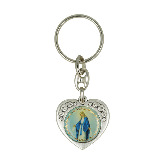 Keychain Heart Miraculous Medal Pray for Us. Souvenirs from Italy