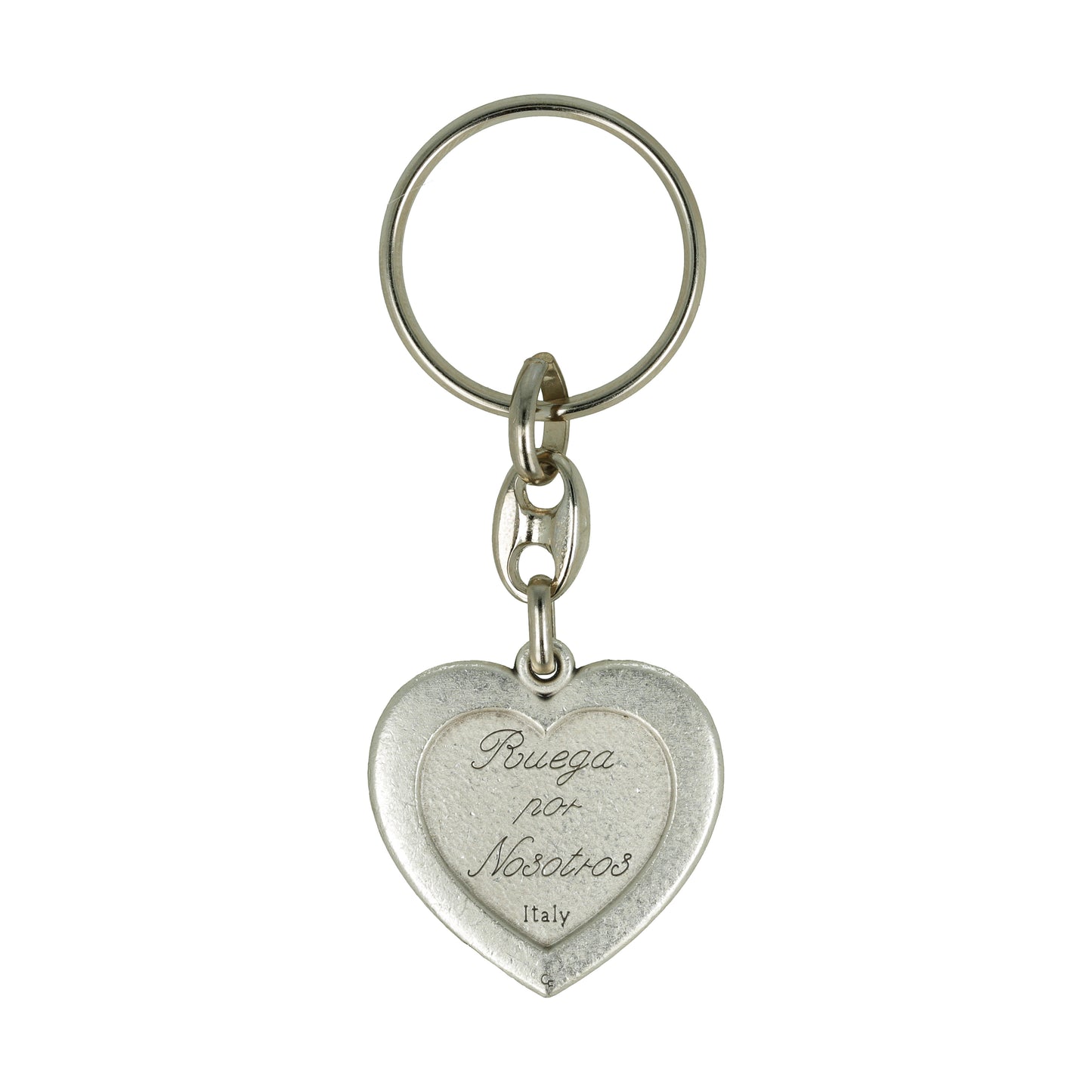 Keychain Heart Miraculous Medal Pray for Us. Souvenirs from Italy