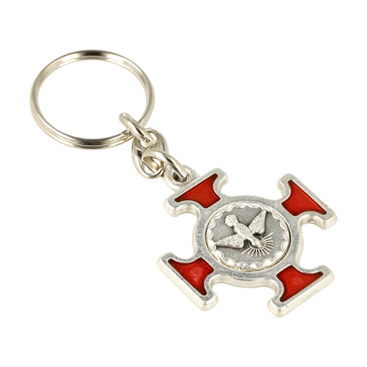 Keychain Cross Holy Spirit Red Resin. Souvenirs from Italy