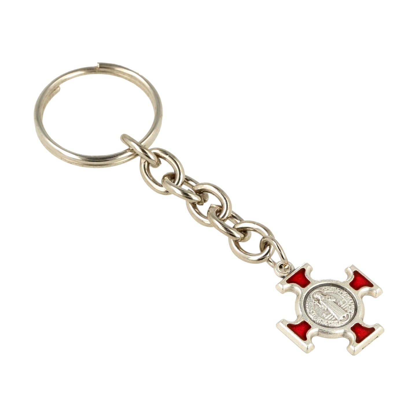 Keychain Red Resin Saint Benedict Cross. Souvenirs from Italy