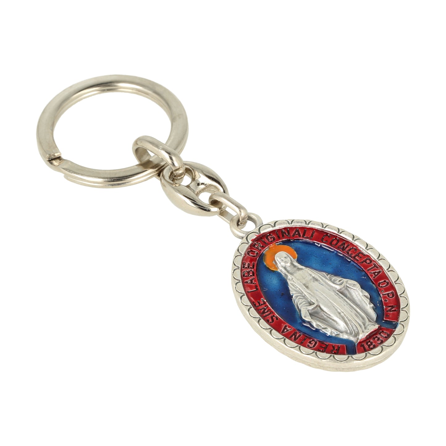 Keychain Miraculous Medal Tricolor Symbol. Souvenirs from Italy