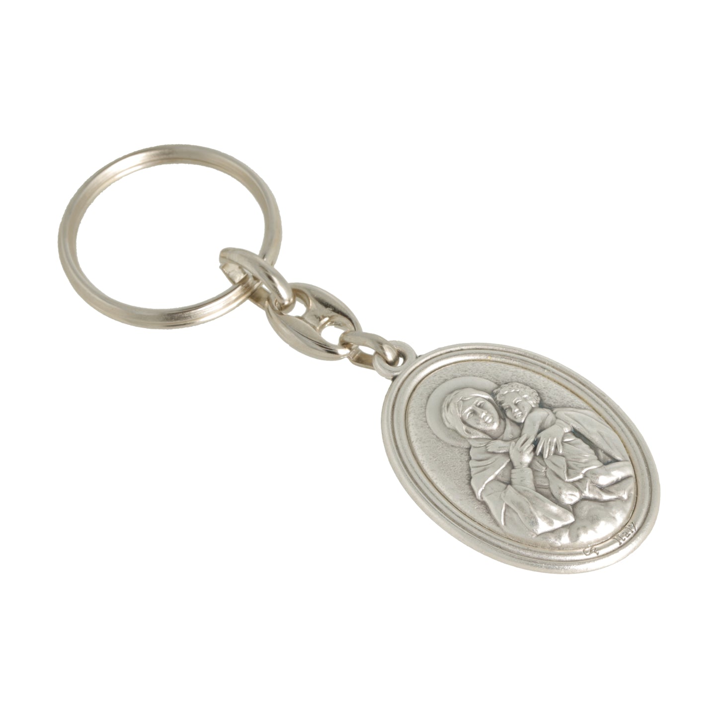 Keychain Schoenstatt Holy Family Silver Oval. Souvenirs from Italy