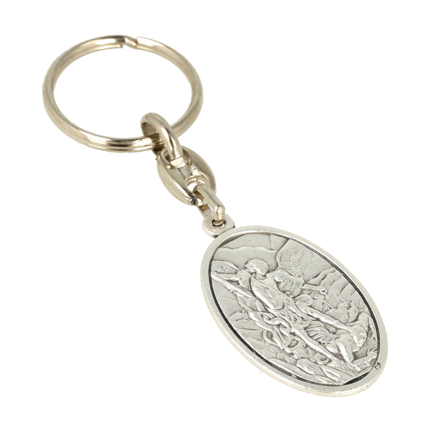 Keychain Guardian Angel Saint Michael Oval Grd. Souvenirs from Italy