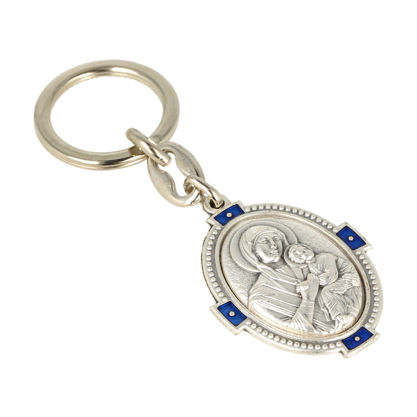 Keychain Schoenstatt Oval Deco Blue. Souvenirs from Italy