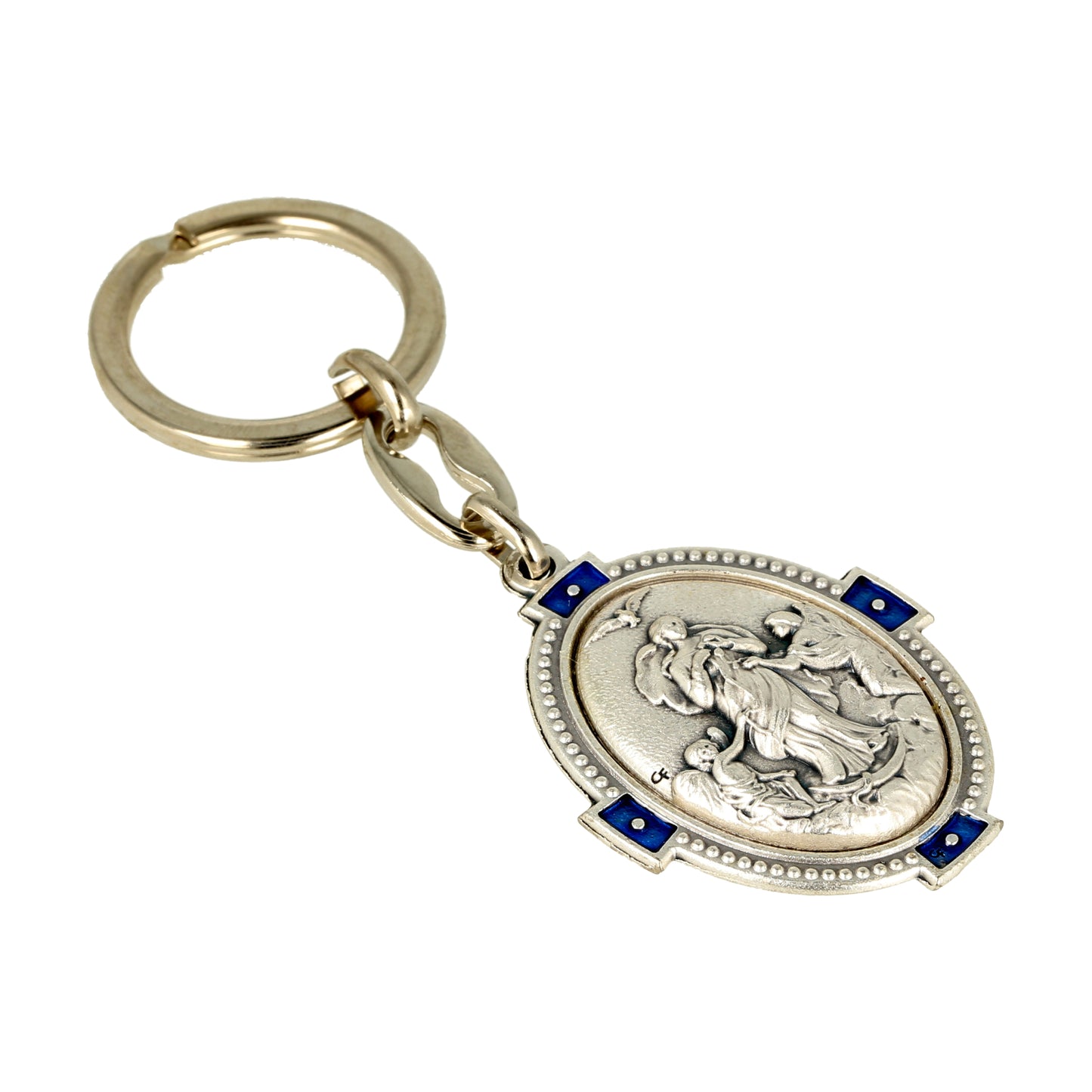 Keychain Maria Knot Untie Oval Deco Blue. Souvenirs from Italy