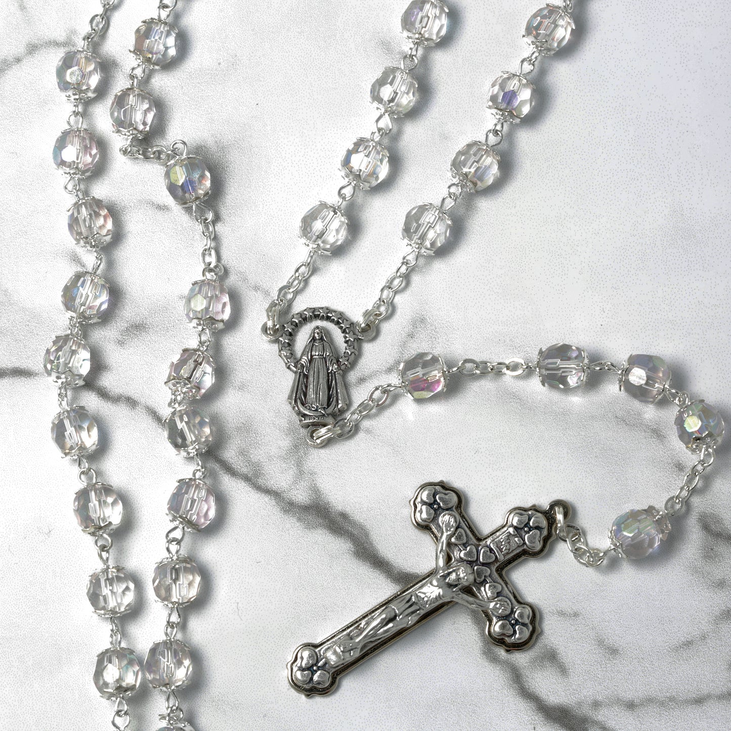 Rosary Crystal Calotas Communion Weddings Brides. Souvenirs from Italy