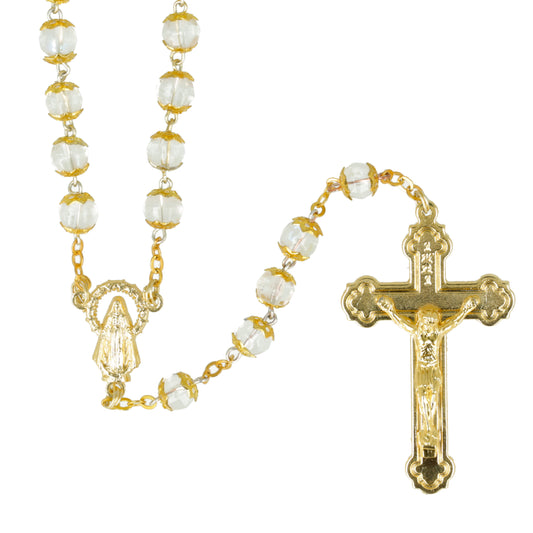 Golden Crystal Rosary With Calotas Souvenirs from Italy
