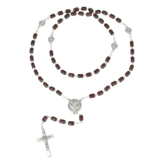Saint Benedict Wooden Rosary with Paters and Benedict Cross Souvenirs from Italy