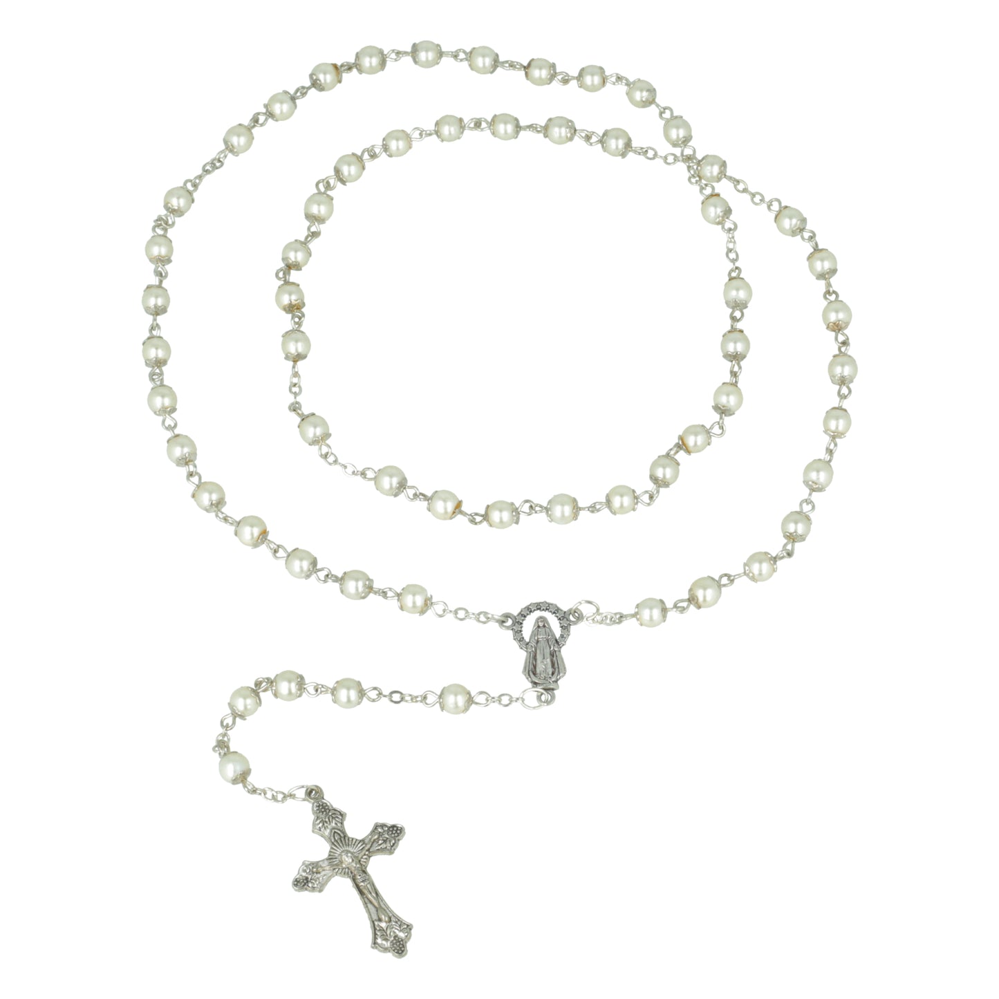 Rosary Simil Pearl Virgin Center with Italian beads Souvenirs from Italy