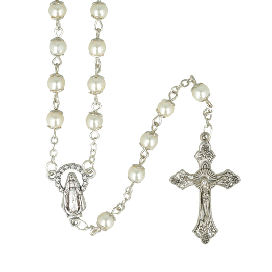 Rosary Simil Pearl Virgin Center with Italian beads Souvenirs from Italy