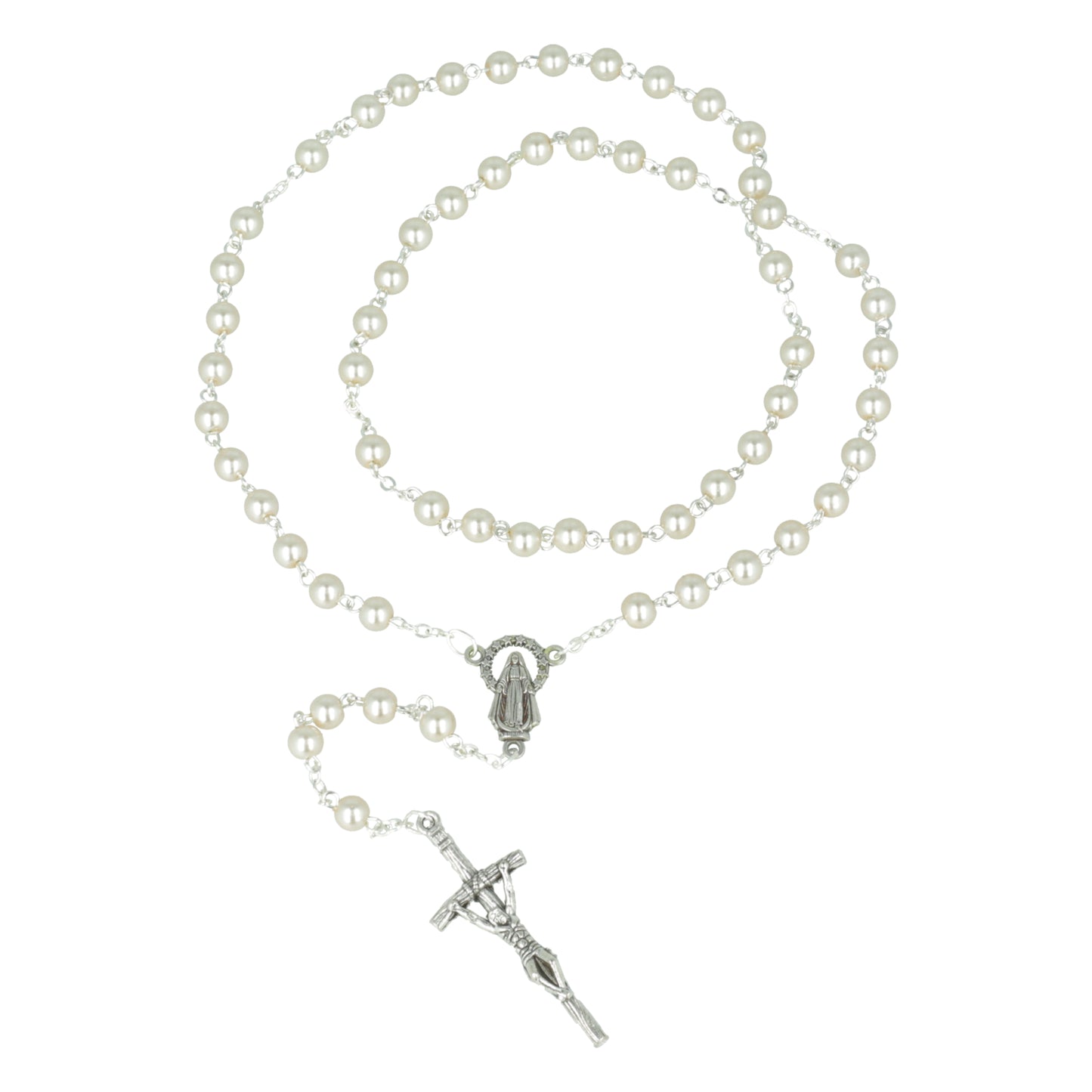 Rosary Simil Pearl Italian Miraculous Virgin Center. Souvenirs from Italy