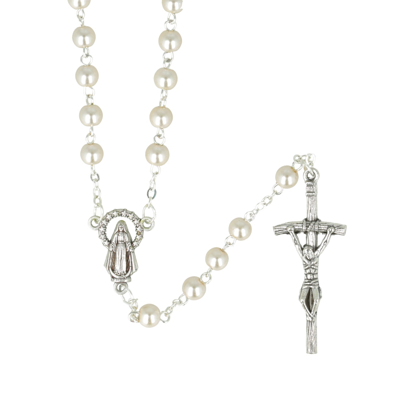 Rosary Simil Pearl Italian Miraculous Virgin Center. Souvenirs from Italy