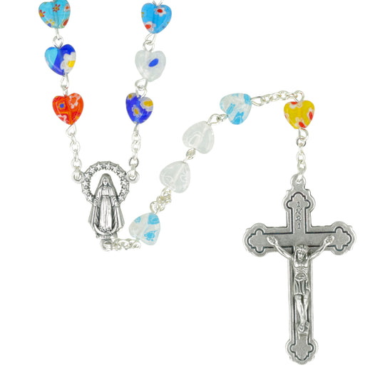 Italian Murrina Murano Glass Heart Rosary Souvenirs from Italy