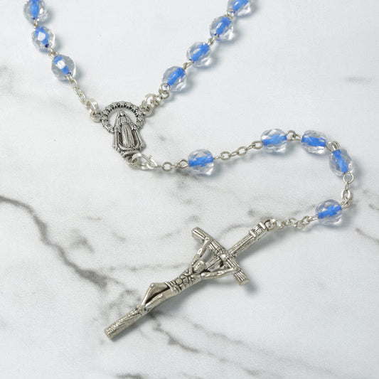 Blue Soul Crystal Rosary with Box Souvenirs from Italy