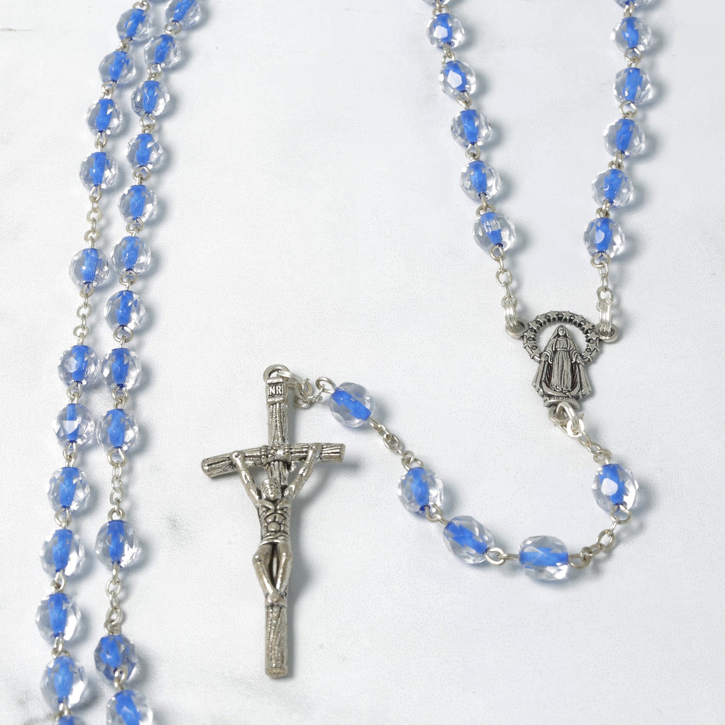 Blue Soul Crystal Rosary with Box Souvenirs from Italy
