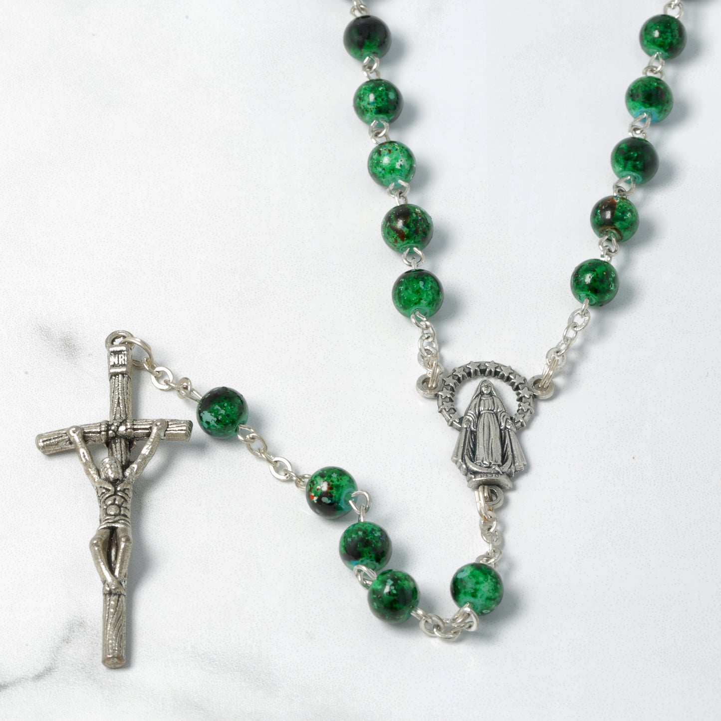 Green Ceramic Rosary 6mm Souvenirs from Italy