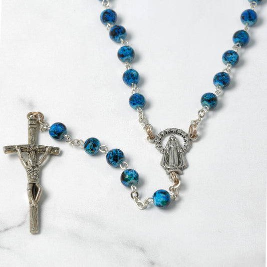Blue Ceramic Rosary 6mm Souvenirs from Italy