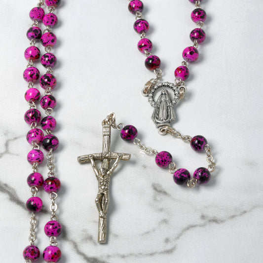 Pink Ceramic Rosary 6mm Souvenirs from Italy